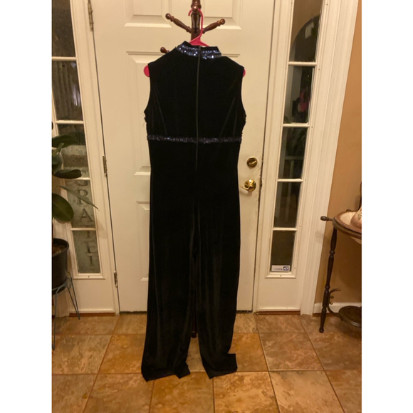 Algy velour jumpsuit high neckline and blue & gold sequin 2X - Picture 6 of 6